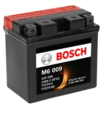 AKÜ: Bosch M6009 12V 5Ah AGM YTZ7S-BS Motosiklet Aküsü